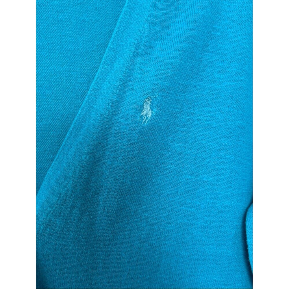 Ralph Lauren Sport Teal V-Neck Button Cardigan Cotton Linen XL Pony Logo Preppy - Picture 7 of 15